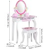 Angel Sar 23.8Inch Kids Vanity Set, Floral Printed Wooden Makeup Dressing Table with Mirror and Stool, Pink Princess Role Play Furniture with Storage - 3 of 4