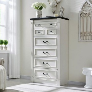 Mastgoal 57" Farmhouse Dresser with 7 Drawers, Rustic Wood Closet Storage with Roman Column for Bedroom - 1 of 4
