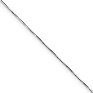 Black Bow Jewelry 0.8mm 14k White Gold Solid Box Chain Lobster Clasp Necklace - 1 of 4