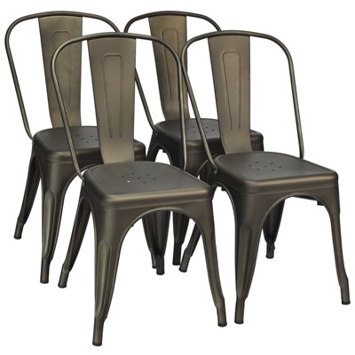 Tangkula Patio Chairs Set of 4 Stackable Side Dining Chair Bistro Café