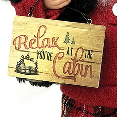 Santa's Workshop 15" Relax at the Cabin Claus Figurine in Red Plaid