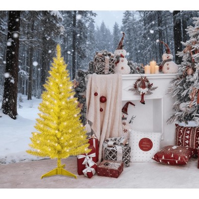 Pre-Lit Artificial Christmas Tree 4FT Small Tabletop Xmas Tree with Lights for Indoor Christmas Decoration Home Apartment Office Holiday Display Decor