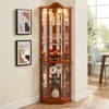 FURNIinspire Corner Cabinet Corner Display Curio Cabinet, Carved Glass Display with Bar Cabinet&Adjustable Glass Shelves, Oak, 16.73"*71.93"*16.73" - 4 of 4