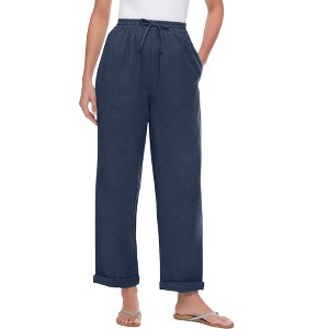 Woman Within Women's Plus Size Petite Seersucker Pant - 1 of 4