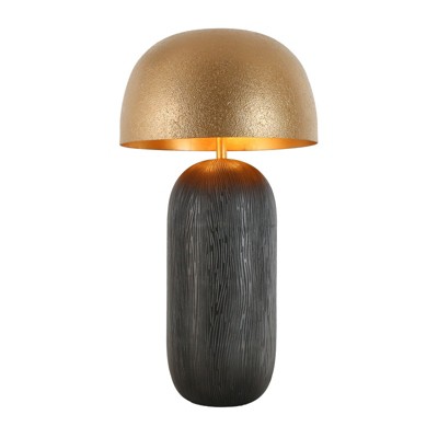 LNC Hecatonimos 2-Lights 25.6" Modern Metal-shade Table Lamp, Black and Gold