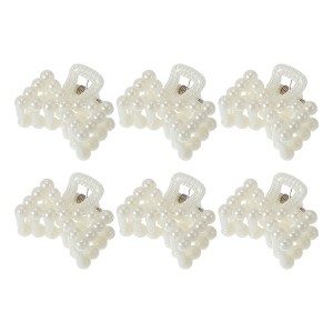 Unique Bargains Women Fashion Pearl Mini Hair Clip Pearl Oval Hairdo Clips 6 Pcs - 1 of 4