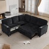81" Chenille Convertible L-Shaped Sleeper Sectional Sofa with Pull-Out Bed, Storage Seat, USB & Type-C Charging Ports, Cup Holders - 3 of 4