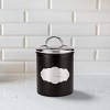 Amici Pet Cavalier Small Metal Canister Treats Jar, 40 oz. , Black w/ Silver Lid - 3 of 4