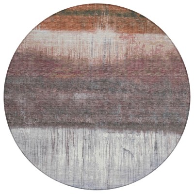 Rust And Ivory Abstract Washable Indoor Outdoor Area Rug
