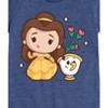 Girls' - Disney Princess - Kawaii Chibi Belle and Chip Fitted Short Sleeve Graphic T-Shirt - 2 of 4