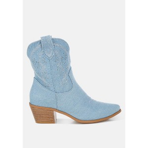 Nigara Cut Out Detail Denim Cowboy Boots Women - 1 of 4