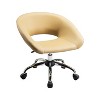 HomeRoots Beige and Silver Faux Leather Adjustable Height Swivel Rolling Office Chair - 4 of 4