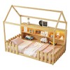 Whisen Wooden Twin Size House Bed with LED Light, Storage Bookshelf & Guardrails for Kids - 4 of 4