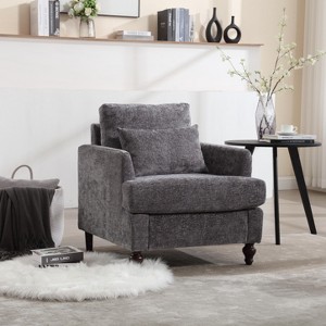 30"W Accent Chairs Armchair Club Chair Lounge Chair with Back Cushion, Chenille Upholstery and Solid Wood Frame, Mid Century Modern Style-ModernLuxe - 1 of 4