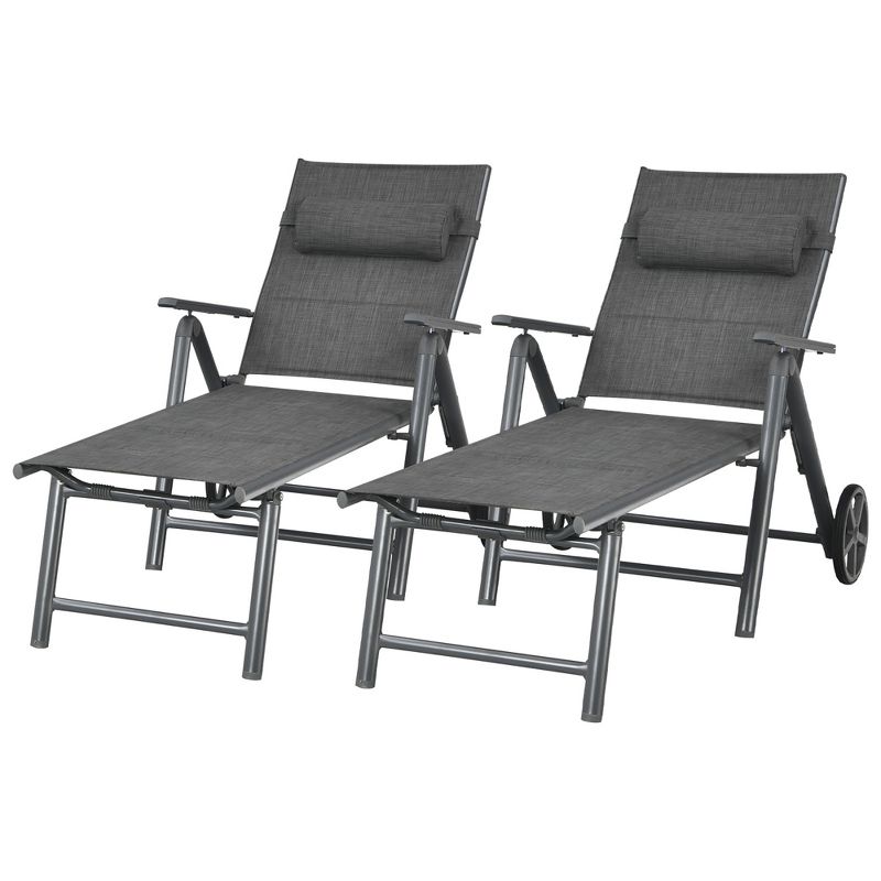 Costway  2PCS Patio Reclining Chaise Lounge Padded Chair Aluminum Adjust Pillow, 4 of 11