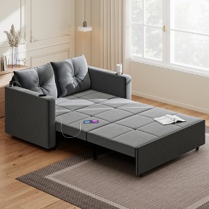 GYIIYUO 56.1" 3-in-1 Sofa Bed Sleeper Sofa Bed, Velvet Fabric Loveseat Sleeper Sofa for Living Room, Bedroom, Apartment and Small Space - 1 of 4