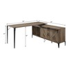 L-Shaped Writing Desk with Sliding Barn Door, 6 Storage Compartments, and Metal Legs - 3 of 4