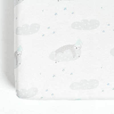 Sleepytime Sloth Organic Cotton Fitted Crib Sheet Gray Single 28x52x9