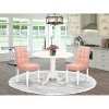 Round Dining Table Set with 2 Chairs - 3 Piece Kitchen Table, Linen White - 2 of 4