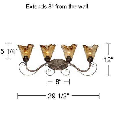 Amber Scroll Bronze 4-Light Curved Bathroom Vanity Fixture