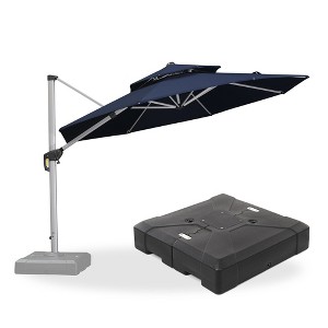 PURPLE LEAF 10/11/12/13ft Outdoor Patio Cantilever Umbrella with Base Offset Umbrella 360 Degree Rotation Round Umbrella for Deck Pool Garden - 1 of 4