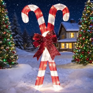 Joyfy 33.6'' Christmas Candy Canes Yard Light Decorations with 50 Pre-Lit LED Lights for Xmas Indoor Outdoor Yard Holiday, Christmas Eve Night Décor - 1 of 4