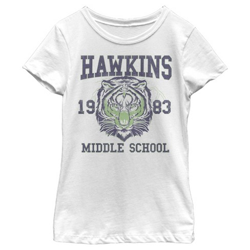 Stranger Things Men's Hawkins High School Logo T-Shirt :  Clothing, Shoes & Jewelry
