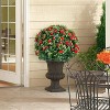 Acekool Set of  Artificial Topiary Ball Trees, UV-Resistant Faux Plants with Flowers, Metal Stakes, Indoor/Outdoor Decor - 2 of 4