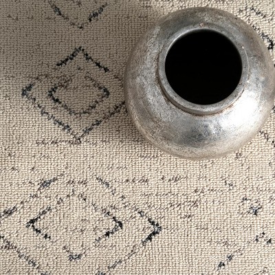 Ivory Braided Rectangular Synthetic Area Rug with Tassels