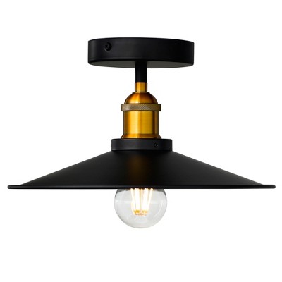 CWI Lighting Brave 1 Light Flush Mount With Black Finish