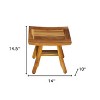 HomeRoots 14" Natural Teak Curvilinear Shower Bench - 3 of 4