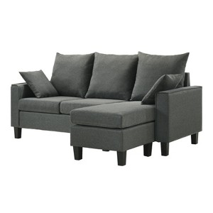 miBasics Dancesky Transitional L Shaped Reversible Sofa Sectional Dark Gray: Upholstered with Foam, Wood Frame - 1 of 4