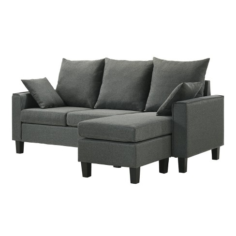 miBasics Dancesky Transitional L Shaped Reversible Sofa Sectional Dark Gray: Upholstered with Foam, Wood Frame - image 1 of 4