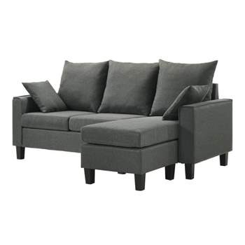 miBasics Dancesky Transitional L Shaped Reversible Sofa Sectional Dark Gray