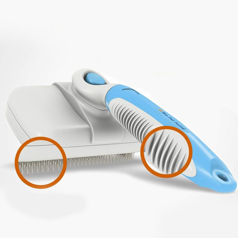 The Pet Portal Cat and Dog Grooming Slicker Brush for Shedding - Medium-Large, Blue/White, 3 of 7
