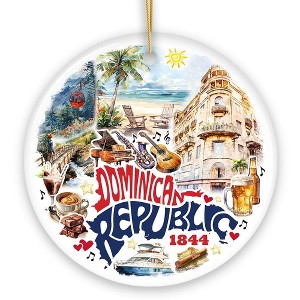 Artistic Dominican Republic Handcrafted Ceramic Ornament, Cultural and Tropical Caribbean Souvenir Gift and Christmas Tree Decor| OrnamentallyYou - 1 of 4