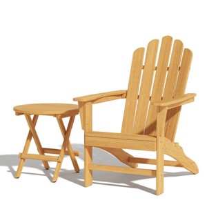 Decksplore Teak Adirondack Chair with Table 2PCS - 1 of 4