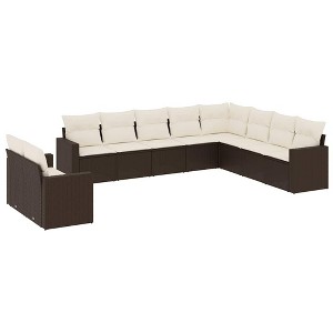 vidaXL Garden Sofa Set Brown PE rattan L Shape Adjustable Feet - 1 of 4