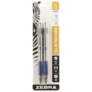 Zebra G-301 Retractable Gel Pen Medium Point 0.7mm Blue Ink 2 Pack (41322) - 1 of 3