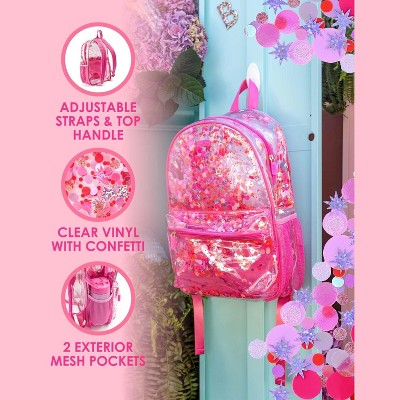 Packed Party Sweet Tart Pink Confetti Backpack Women's Fashion Shoulder Clear Book Bag; Trendy Confetti Look for Work and Travel (Pink - Sweet Tart) — фото 5