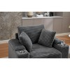 PAGED Upholstered Sofa Corduroy Chaise Lounge Sofa with Handrail Storage, Movable Ottoman, Cupholders for Living Room, Apartment - 2 of 4