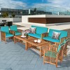 Tangkula 8PCS Wooden Patio Conversation Set Outdoor Furniture Set w/ Cushions - 4 of 4