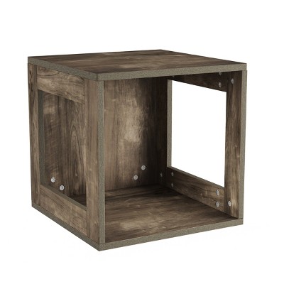 Hastings Home Stackable Contemporary Cube End Table With Open Sides - Gray