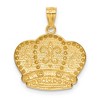 Black Bow Jewelry 14k Yellow Gold and White Rhodium Fleur de lis Crown Pendant, 19mm - 3 of 4