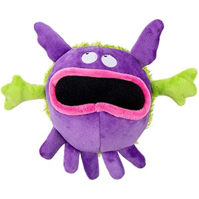 goDog PlayClean Germs Squeaky Plush Dog Toy with Odor-Eliminating Essential Oils, Chew Guard Technology - Purple, Large