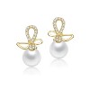 Guili 14K Gold Plated Drop Earrings with Clear Cubic Zirconia and Mother of Pearl Deliver Elegant Movement and Soft Shine for a Graceful Look - 2 of 2