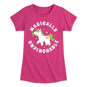 Girls' - Instant Message - St. Patrick's Day Magically Unpinchable Unicorn Fitted Short Sleeve Graphic T-Shirt - 1 of 4