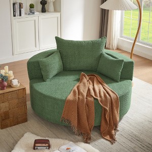 360° Swivel Chair, Rotating Round Sofa Chair With 3 Removable Pillows For Living Room, Bedroom, Office And Hotel - 1 of 4