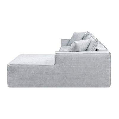 Brenley Ash Gray Chenille 110.5" Pillow Back Sectional Sofa