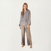 Anna-Kaci Lounge Women's 2-Piece Set Satin Long Sleeve Button-Front Pajama Top and Relaxed Fit Pants - 3 of 4